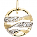 Anhänger rund 333 Gold Gelbgold bicolor teil matt mit Zirkonia Goldanhänger
