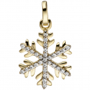 Anhänger Schneeflocke 333 Gold Gelbgold bicolor mit Zirkonia Goldanhänger