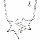 Collier Halskette Sterne 925 Silber mit Zirkonia 45 cm Kette Silberkette