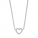 Collier Halskette Herz 925 Sterling Silber mit Zirkonia 42 cm Kette Silberkette