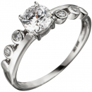 Damen Ring 333 Gold Weißgold 5 Zirkonia Weißgoldring - 50mm