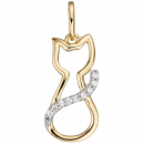 Anhänger Katze 333 Gold Gelbgold 9 Zirkonia Goldanhänger
