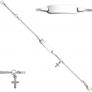 Schildband mit Kreuz 925 Sterling Silber 14 cm Gravur ID Armband