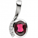 Anhänger 925 Sterling Silber mit Zirkonia 1 Granat rot Silberanhänger