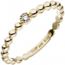 Damen Ring Kugel 585 Gold Gelbgold 1 Diamant Brillant 0,02ct. Goldring Kugelring - 50mm