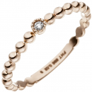Damen Ring Kugel 585 Gold Rotgold 1 Diamant Brillant Rotgoldring Kugelring - 52mm