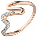 Damen Ring 925 Sterling Silber rotgold vergoldet 13 Zirkonia - 50mm