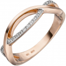Damen Ring 585 Gold Rotgold 20 Diamanten Brillanten Diamantring - 56mm