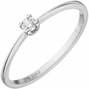 Damen Ring 585 Gold Weißgold 1 Diamant Brillant 0,07ct. Weißgoldring Diamantring - 60mm