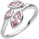 Damen Ring 925 Sterling Silber 3 Zirkonia rosa Silberring - 52mm