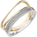 Damen Ring 585 Gold Gelbgold Weißgold bicolor 51 Diamanten Brillanten Goldring - 54mm