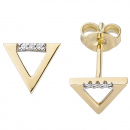 Ohrstecker Dreieck 585 Gold Gelbgold 6 Diamanten Brillanten 0,02ct. Ohrrringe