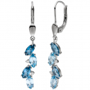 Ohrhänger 585 Gold Weißgold 4 Diamanten Brillanten 8 Blautopase hellblau blau