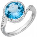 Damen Ring 585 Weißgold 1 Blautopas hellblau blau 47 Diamanten Brillanten - 58mm