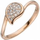 Damen Ring 585 Gold Rotgold 22 Diamanten Brillanten Diamantring Rotgoldring - 58mm