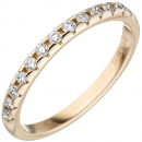 Damen Ring 585 Gold Gelbgold 15 Diamanten Brillanten Goldring Diamantring - 54mm