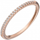 Damen Ring schmal 925 Sterling Silber rotgold vergoldet mit Zirkonia - 52mm