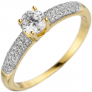 Damen Ring 925 Sterling Silber gold vergoldet mit Zirkonia - 56mm