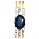 Anhänger 585 Gold Gelbgold 1 blauer Safir 12 Diamanten Safiranhänger
