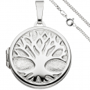 Medaillon Anhänger Baum des Lebens Weltenbaum rund 925 Silber mit Kette 60 cm