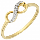 Damen Ring Unendlichkeit 375 Gold Gelbgold 10 Zirkonia Goldring - 50mm