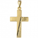 Anhänger Kreuz 333 Gold Gelbgold teil matt gehämmert Kreuzanhänger