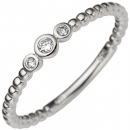 Damen Ring zart 585 Gold Weißgold 3 Diamanten Brillanten 0,06ct. Weißgoldring - 54mm