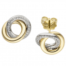 Ohrstecker 585 Gold Gelbgold Weißgold bicolor 48 Diamanten Brillanten Ohrringe
