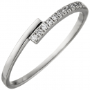 Damen Ring 585 Gold Weißgold 11 Diamanten Brillanten 0,08ct. Weißgoldring - 52mm