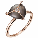 Damen Ring 585 Gold Rotgold 1 Monstein grau 6 Diamanten Brillanten Mondsteinring - 54mm