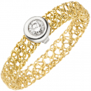 Damen Ring geflochten 750 Gold Gelbgold 1 Diamant Brillant 0,10ct. Diamantring - 58mm