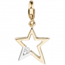 Einhänger Charm Stern 375 Gold Gelbgold bicolor 1 Zirkonia Sternanhänger