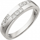 Damen Ring 585 Gold Weißgold 9 Diamanten im Carree Schliff Weißgoldring - 58mm