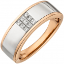 Damen Ring 585 Gold Rotgold bicolor 9 Diamanten Princess Schliff - 58mm