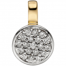 Anhänger 585 Gold Gelbgold bicolor 19 Diamanten Brillanten Diamantanhänger