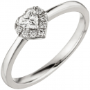 Damen Ring Herz 585 Gold Weißgold 11 Diamanten Herzring - 54mm
