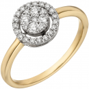 Damen Ring 585 Gold Gelbgold Weißgold bicolor 28 Diamanten Brillanten Goldring - 54mm