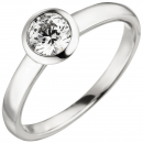 Damen Ring 585 Gold Weißgold 1 Diamant Brillant 0,50 ct. Diamantring Solitär - 56mm
