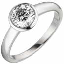Damen Ring 585 Gold Weißgold 1 Diamant Brillant 1,0 ct. Diamantring Solitär - 58mm