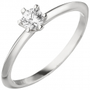 Damen Ring 585 Gold Weißgold 1 Diamant Brillant 0,25 ct. Diamantring Solitär - 54mm