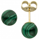 Ohrstecker 585 Gold Gelbgold 2 Malachite grün Ohrringe Malachitohrstecker