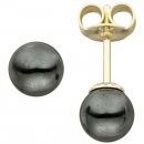 Ohrstecker 585 Gold Gelbgold 2 Hämatite Ohrringe Goldohrringe Hämatitohrstecker