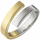 Damen Ring offen 925 Sterling Silber bicolor vergoldet Silberring - 50mm