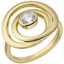 Damen Ring 925 Sterling Silber vergoldet 1 Zirkonia - 56mm
