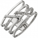 Damen Ring 4-reihig breit 925 Sterling Silber 28 Zirkonia Silberring - 54mm