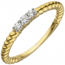 Damen Ring 333 Gold Gelbgold 3 Zirkonia Goldring - 52mm