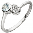 Damen Ring 925 Silber 1 Blautopas hellblau blau 9 Zirkonia - 50mm