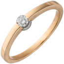 Damen Ring 585 Gold Rotgold 1 Diamant Brillant 0,15ct. Diamantring - 58mm