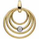 Anhänger 585 Gold Gelbgold eismatt 1 Diamant Brillant Diamantanhänger