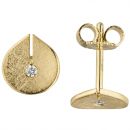 Ohrstecker 585 Gold Gelbgold eismatt 2 Diamanten Brillanten Ohrringe